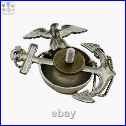 1/20 10k Gold Sterling Korean War Usmc Eagle Globe Anchor Officer Cap Insignia