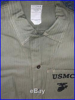 1941 ORIGINAL USMC HBT P41 Utility JACKET shirt WW2 Korean War Rare Excellent