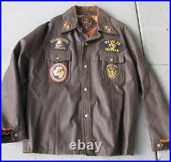 1945-50' Korean War WWII Vet Campus Jacket-Hand Painted Seabees MCB1-Can-Do BATT