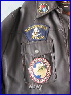 1945-50' Korean War WWII Vet Campus Jacket-Hand Painted Seabees MCB1-Can-Do BATT