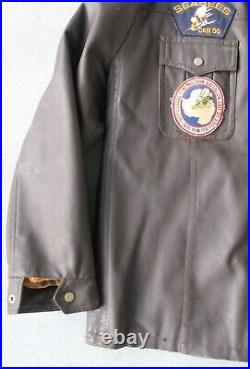 1945-50' Korean War WWII Vet Campus Jacket-Hand Painted Seabees MCB1-Can-Do BATT