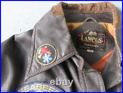 1945-50' Korean War WWII Vet Campus Jacket-Hand Painted Seabees MCB1-Can-Do BATT