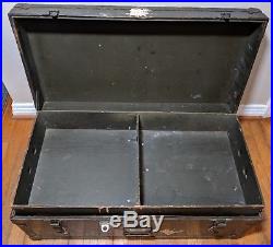 Vintage 1949 Doehler Metal Products Corp New York USMC Military Foot Locker  Trunk Filled With Military Clothes And Other Items