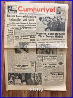 1950 Cumhuriyet Korean War Turkish Brigade Newspaper Rare Original