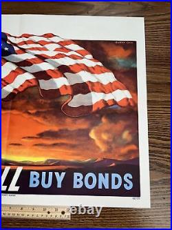 1950 Korean War 26 x 18 Official US Treasury Poster Let's Buy Bonds Garry Orr