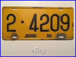 1950 US Forces in Occupied Japan License Plate Korean War Era RARE! All Original
