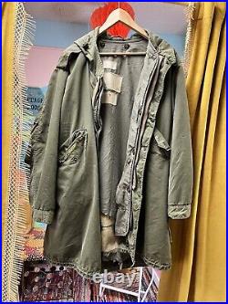 1950's Korean War United States Military Parka Overcoat Grunge Distressed