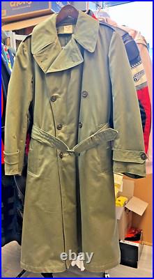 1950's US ARMY OVERCOAT TRENCH COAT 1950S KOREAN WAR ERA SIZE SMALL (BH)