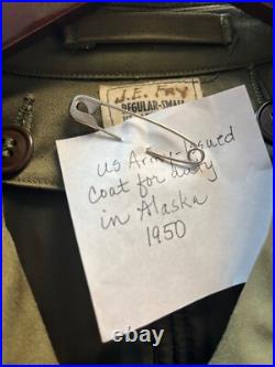 1950's US ARMY OVERCOAT TRENCH COAT 1950S KOREAN WAR ERA SIZE SMALL (BH)