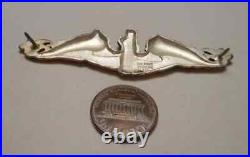 1950s-60s Balfour Sterling U. S. Submarine Officer's Badge w Dolphin Motif 10.1g