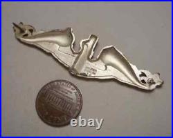 1950s-60s Balfour Sterling U. S. Submarine Officer's Badge w Dolphin Motif 10.1g