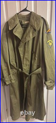 1950s Korean War US Military Belted Trench Coat Medium Rrg