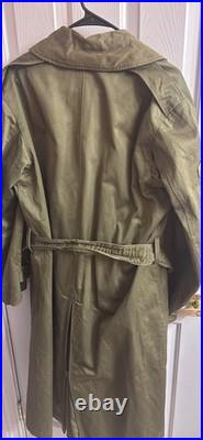 1950s Korean War US Military Belted Trench Coat Medium Rrg