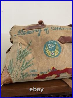 1950s Vtg Korean War Hand Painted Okinawa & Korea UN Forces Souvenir Duffel Bag