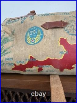 1950s Vtg Korean War Hand Painted Okinawa & Korea UN Forces Souvenir Duffel Bag