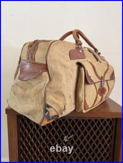 1950s Vtg Korean War Hand Painted Okinawa & Korea UN Forces Souvenir Duffel Bag