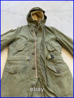 1950s Vtg M-1947 USAF Overcoat Parka with Frieze Liner sz Medium 50s Hood Military