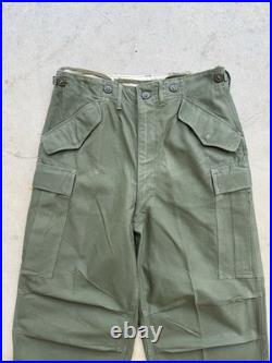 1950s Vtg US Army M-1951 Cargo Field Pants Regular Small W 31 L 30 Sateen OD 50s