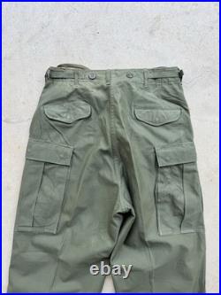 1950s Vtg US Army M-1951 Cargo Field Pants Regular Small W 31 L 30 Sateen OD 50s