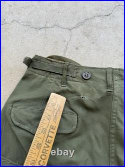 1950s Vtg US Army M-1951 Cargo Field Pants Regular Small W 31 L 30 Sateen OD 50s