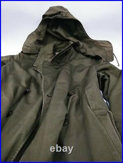 1951 Korean War OD-7 Regular Medium Army Combat Overcoat Wool Liner Trench EUC