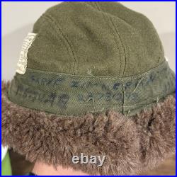 1951 Korean War US Army MQ-1 Field Pile Cap Named Zimmerman Alpaca Size 7