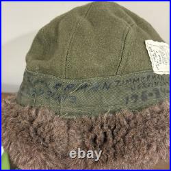 1951 Korean War US Army MQ-1 Field Pile Cap Named Zimmerman Alpaca Size 7