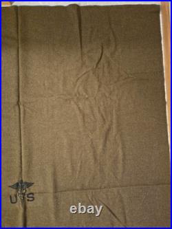 1951 U. S. Army Medical Wool Blanket Korean War Faribault Mill Olive Drab