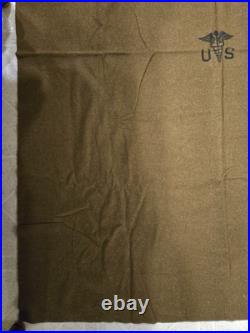 1951 U. S. Army Medical Wool Blanket Korean War Faribault Mill Olive Drab