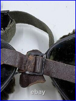 1951 US Army Snow Ski Mountaineer Trooper Goggles Fur Lined withCase & Extra Lens