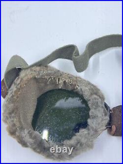1951 US Army Snow Ski Mountaineer Trooper Goggles Fur Lined withCase & Extra Lens