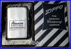 1951 Vtg Zippo Lighter Korean War Era Amana Freezers Refrigerators UNFIRED NOS
