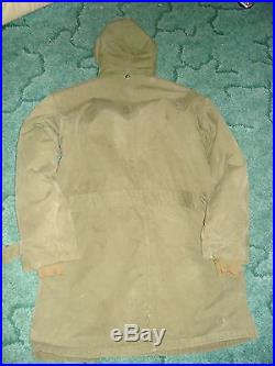 1952 Korean War Fully Lined Hooded Parka Purchased From Marine It Was Issued To