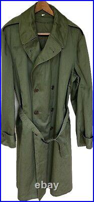 1952 Korean War US Army Cotton Trench Coat Size Large Long