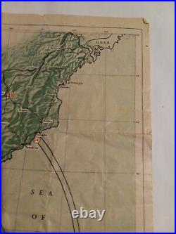 1952 Pacific Stars and Stripes Map of the Korean War Vintage Damaged as-is