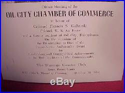 1952 Top Wwii Eto / Korean War Ace Gabby Gabreski Oil City Pa Award Booklet