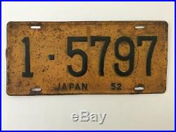 1952 US Forces in Occupied Japan License Plate Korean War Era ALL ORIGINAL