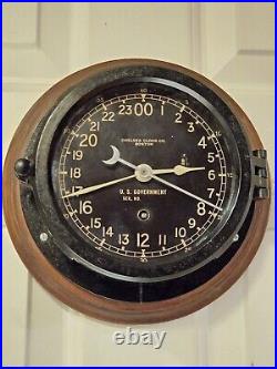 1953 CHELSEA U. S. Military Korean War Era Bakelite Nautical Porthole Ship Clock