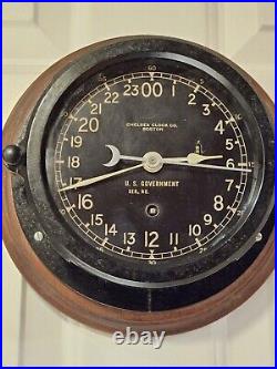 1953 CHELSEA U. S. Military Korean War Era Bakelite Nautical Porthole Ship Clock