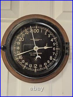 1953 CHELSEA U. S. Military Korean War Era Bakelite Nautical Porthole Ship Clock