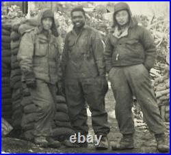 1953 Korean War Photo US & ROK Soldiers Dugout African American GI Snapshot