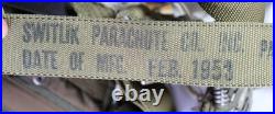 1953 Korean War Switlik Parachute 50c6860-2 + Harness Us Army