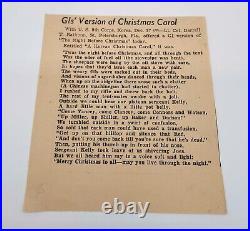1953 Korean War Thanksgiving Card Menu With Christmas Carol War Poem 7th Infantry