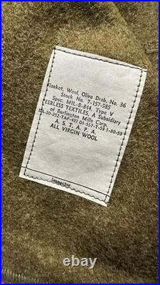 1953 US Army Medical Wool Blanket OD #36 Caduceus Stencil NOS Peerless UNISSUED