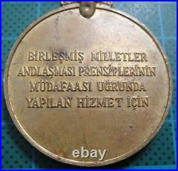 1954 Korean War Un Turkish Medal Medallion Turkey Korea