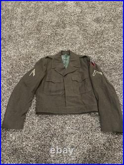 1955 US Army M-1950 Wool Service Jacket 38R Korean War Insignia