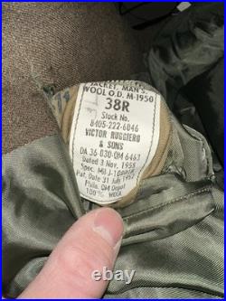 1955 US Army M-1950 Wool Service Jacket 38R Korean War Insignia