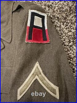 1955 US Army M-1950 Wool Service Jacket 38R Korean War Insignia