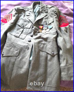 1957 USMC Marine Corps Korean War Era Sergeant Dress Green Jacket with Medals