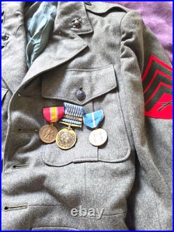1957 USMC Marine Corps Korean War Era Sergeant Dress Green Jacket with Medals
